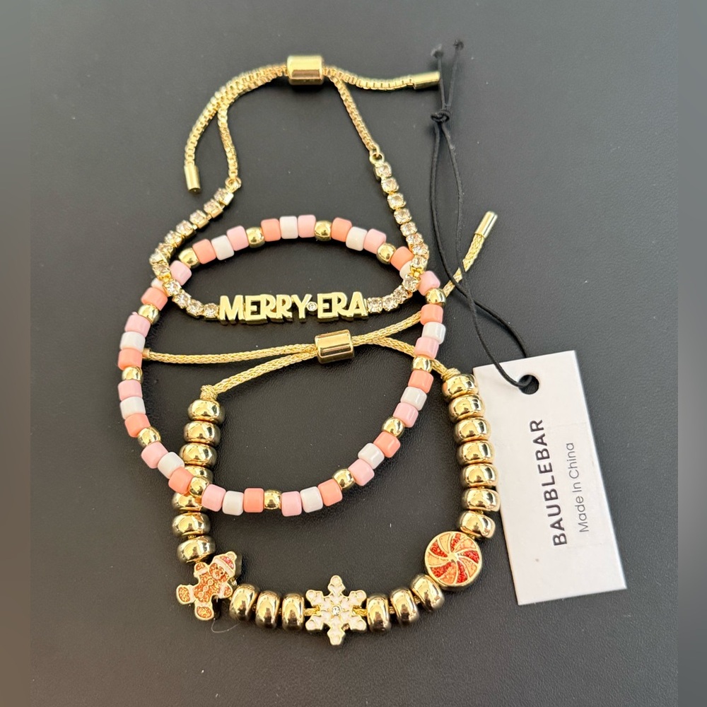 New Baublebar Merry Era holidays bracelet set - 3 bracelets